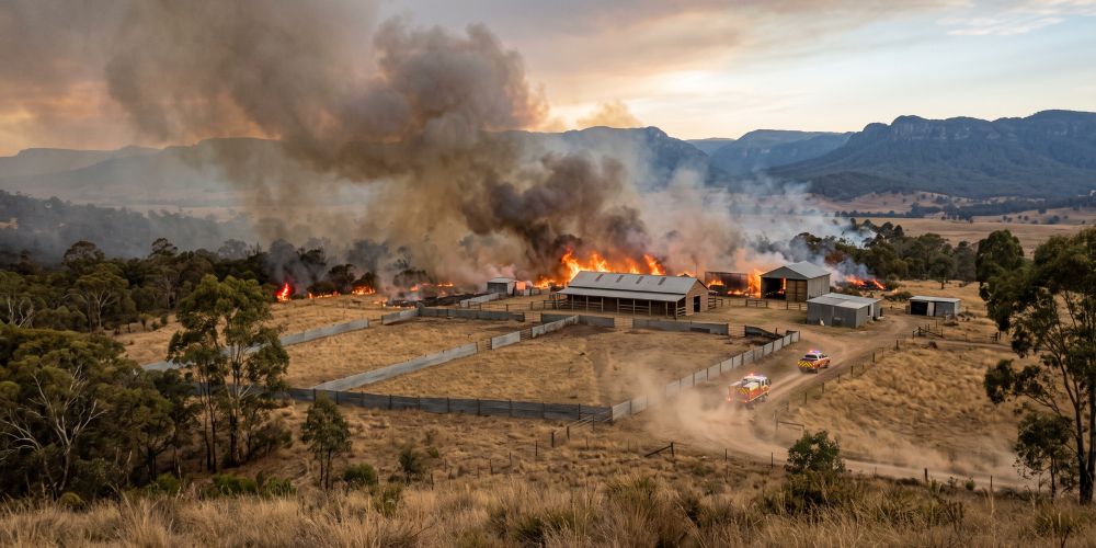 Fire at horse yard in australia