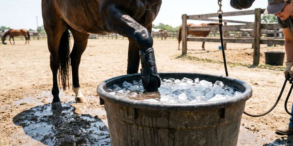 A horses leg in ice water is entirely impractical and not a solution to cooling