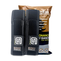 EQU Streamz fetlock bands image of pair of magnetic therapy bands for horses pain relief and recovery. Out now in USA and suitable for barrel racing showjumping eventing dressage rodeo and more. 
